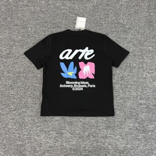 上衣休闲宽松情侣T恤衫 Arte花卉印花潮牌高街纯棉短袖 INS同款 美式
