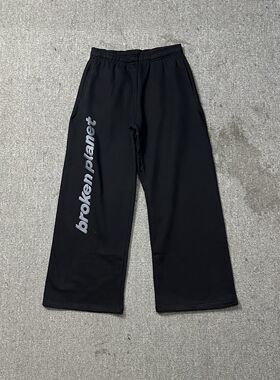 BROKEN PLANET徽标发泡字母印花美潮嘻哈高街纯棉男直筒休闲卫裤
