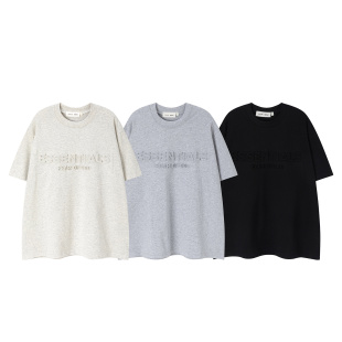 美式FOG ESSENTIALS立体浮雕字母新款26ss潮牌嘻哈纯棉短袖T恤衫