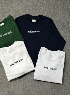 美式潮牌AIME LEON DORE字母印花INS款高街宽松纯棉圆领毛圈卫衣