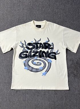 美式潮牌BROKEN PLANET星轨发泡字母印花嘻哈高街纯棉圆领短袖T恤