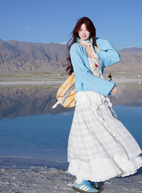 少女感白色格子半身裙百搭显瘦设计感秋冬季新款ins风潮韩版裙子