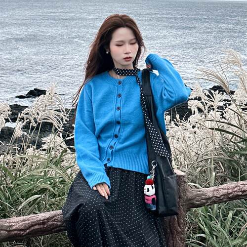 韩系小个子针织开衫休闲宽松