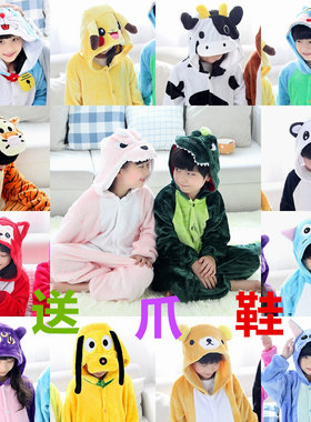 加厚宝宝连体睡衣儿童家居服冬天