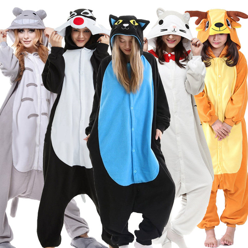 垮境男女演出动物角色黑猪起司猫龙猫梅花鹿装扮大码连体衣表演服