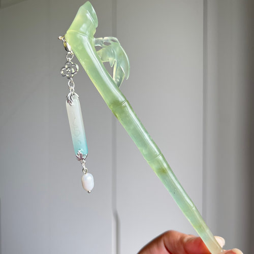 天然岫玉发簪冰透发簪生日礼物送朋友送长辈领导礼物陪汉服旗袍