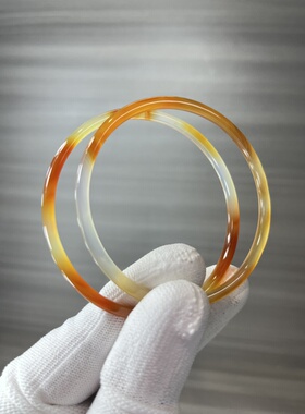 天然石玛瑙玉髓手镯镯叮当一对古风红玛瑙小细条小叮当生日礼物