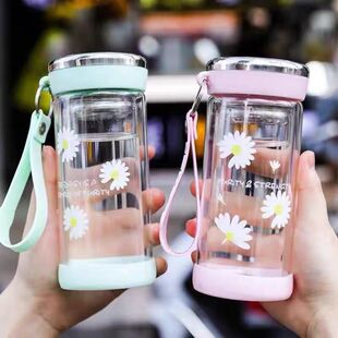 双层玻璃杯女生高颜值隔热夏天可爱便携2026新款泡茶杯子柠檬水杯