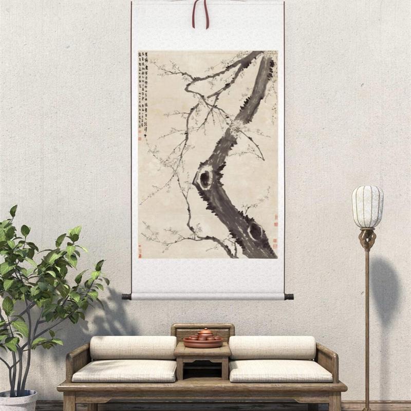 清金农墨梅图纸本M立轴中国古画水墨梅花图高清微喷复制玄关装饰图片