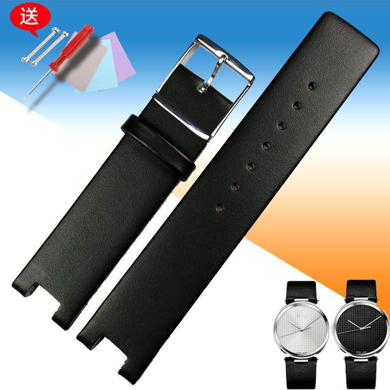 玛萨琪适合CK真皮表带男款K1S211w20/K1S21102/KIS21100黑色凹口
