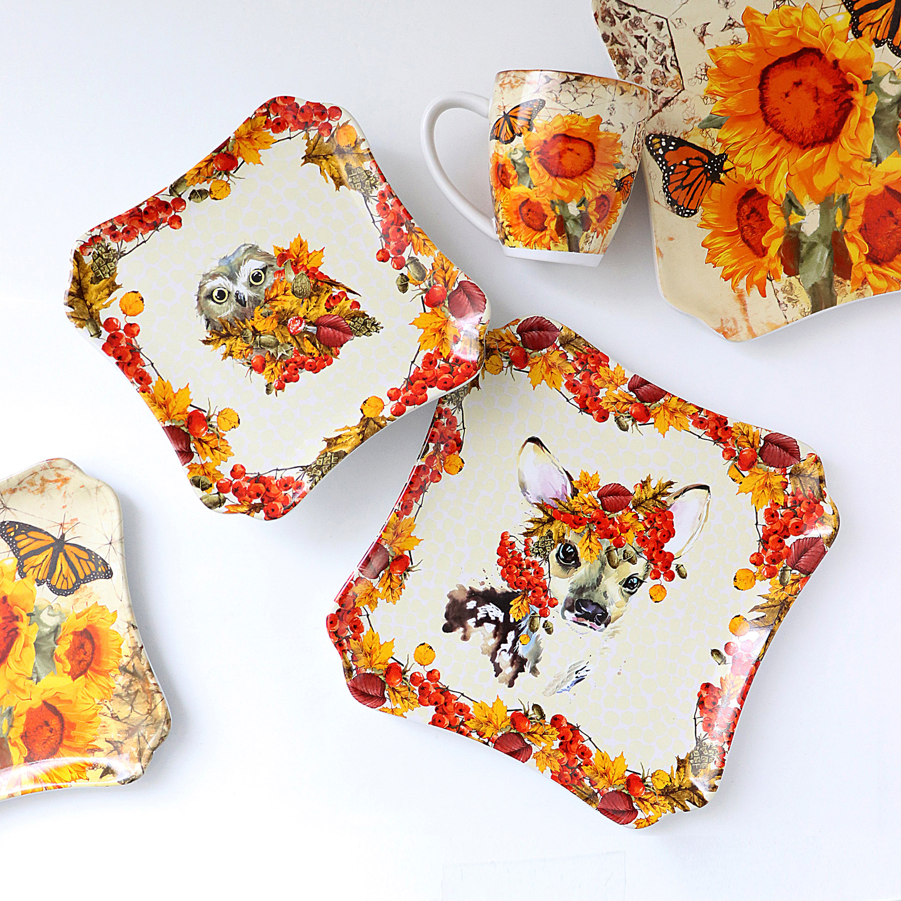 Summer Flowers Oil Painting decorate Sun flower Sunflower Square Plate Retro Pastoral wind household a decoration Flat platein the Tableware , Tableware , Plate  category - from Buy2taobao.com to provide professional Taobao agent buy service