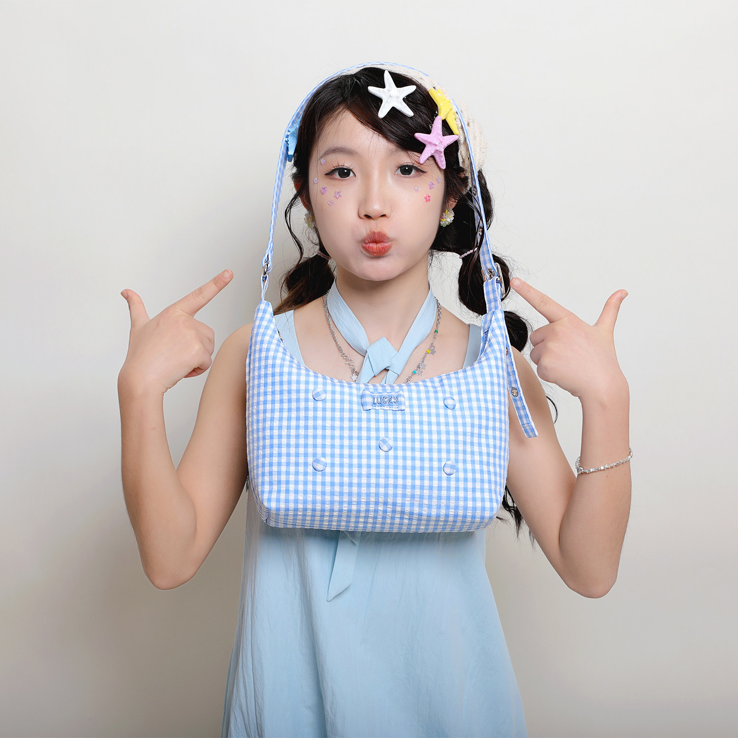 遇后帆布包原创糖豆格子包多巴胺小众不撞款斜挎包精致手提腋下包