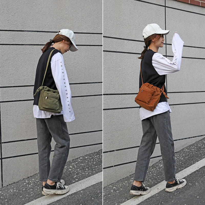遇后森系纯色帆布斜挎包女百搭ins学生韩版小布包文艺小包水桶包,箱包皮具/热销女包/男包,时尚帆布包,淘宝优惠券,粉丝福利购,淘宝优惠卷