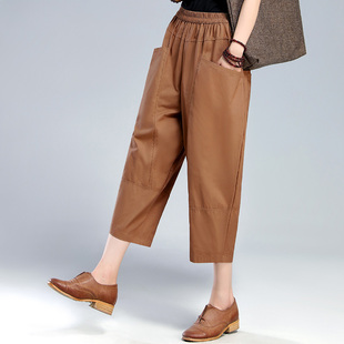 裤 胖mm休闲天丝麻七分裤 子女夏季 宽松萝卜凉爽哈伦裤 大码 2026新款