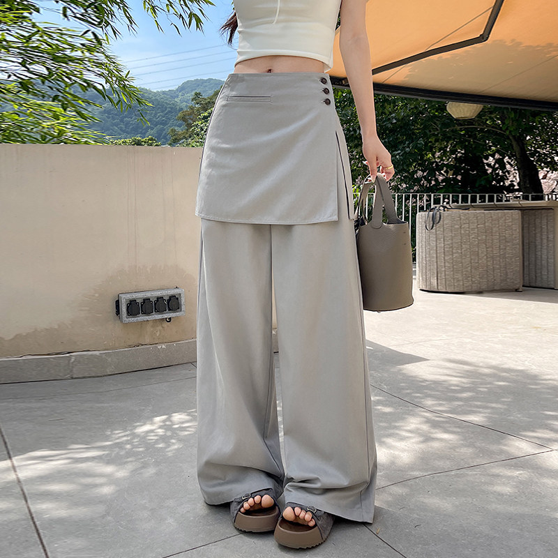 胖mm白色屁帘西装裤女2026夏季高腰显瘦时髦大码设计感时尚休闲裤