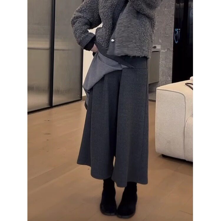 胖MM毛呢裤裙女2026冬季新款胖妹妹梨型身材遮肉显瘦大码休闲裙裤