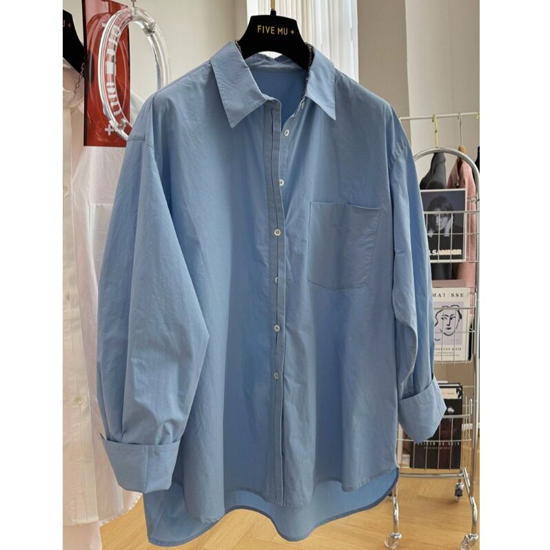 2026春装大码女装高级感洋气别致纯棉宽松长袖衬衫chic上衣小衫