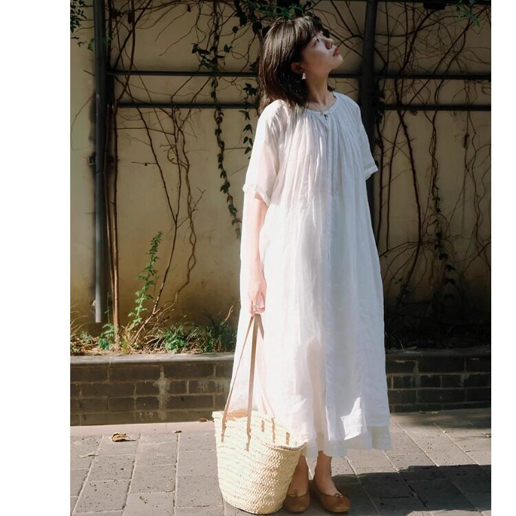 日系大码女装夏季长款衬衫裙翻领胖MM宽松短袖文艺防晒衬衫连衣裙