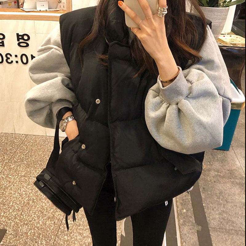 韩国chic2026冬季百搭棉面包服短款宽松bf马甲慵懒百搭外套外套潮