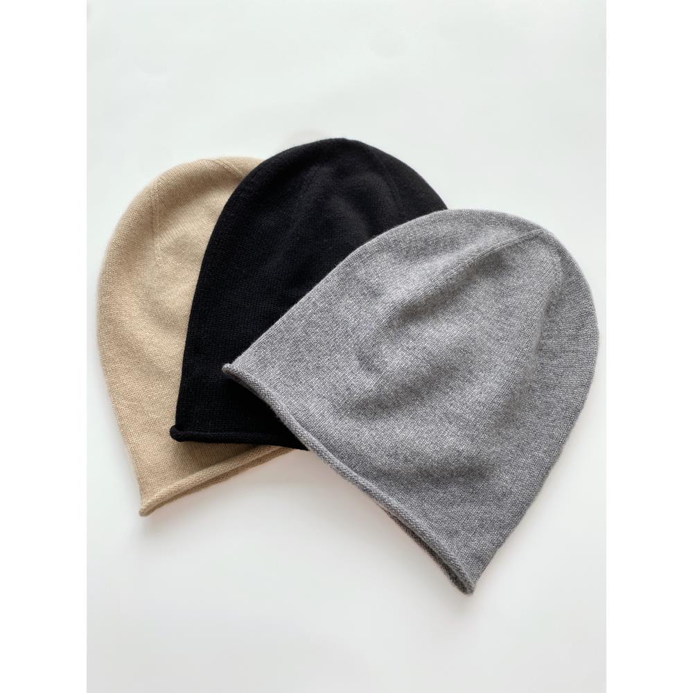 羊绒 康赛妮100%山羊绒帽子针织卷边堆堆冷帽男女保暖COS风15