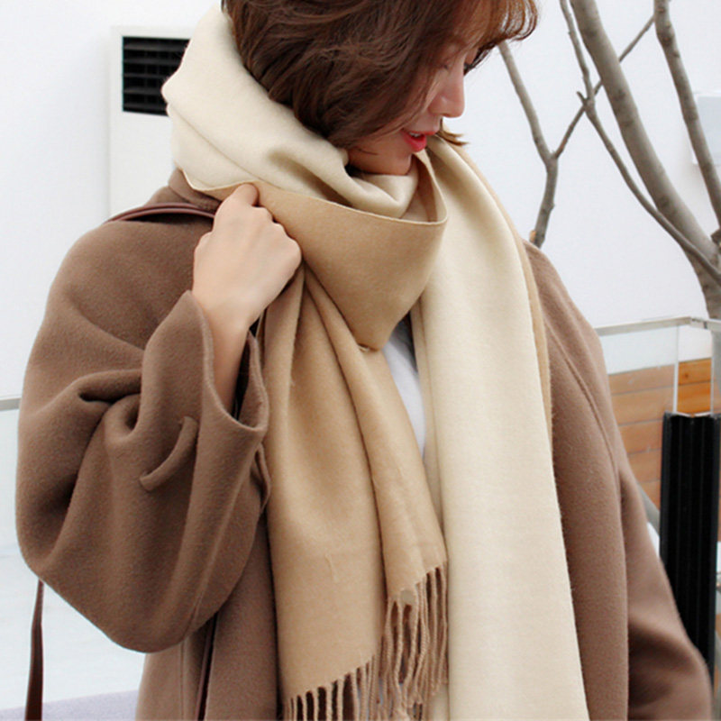 100%羊绒白色围巾男女士披肩秋冬款高级感鄂尔多斯市羊毛围脖保暖