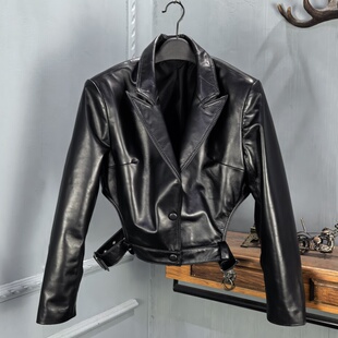 短款 2026春季 真皮皮衣女绵羊皮修身 新款 洋气外套小个子 时尚