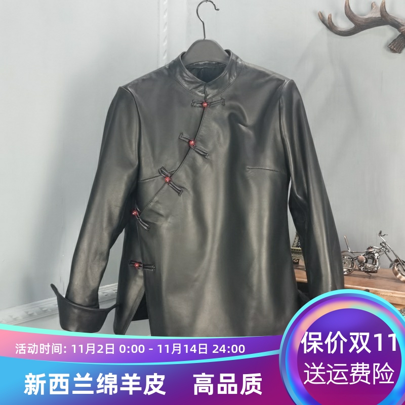 欧品唯格宽松型通勤中长款皮衣