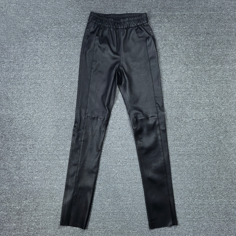 2025秋冬新款真皮绵羊皮皮裤女松紧腰铅笔裤显瘦净版皮裤,女装/女士精品,休闲裤,淘宝优惠券,粉丝福利购,淘宝优惠卷