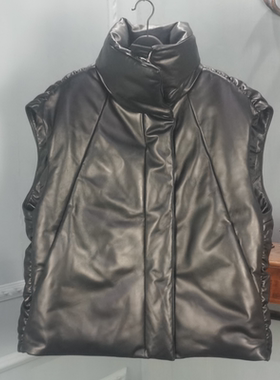 欧品唯格拉链通勤中长款立领马甲