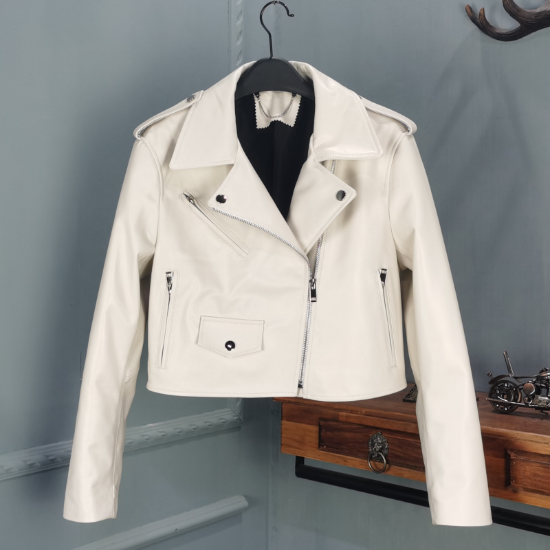 欧品唯格修身型街头短款皮衣