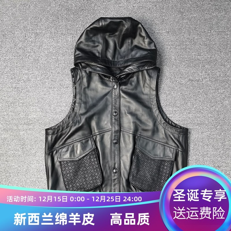 欧品唯格单排扣百搭短款真皮马甲