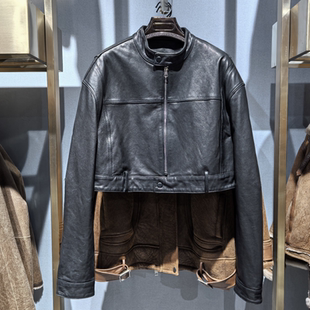 简约大气真皮立领皮衣女高腰短款机车夹克外套2026春季