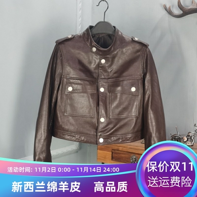 欧品唯格修身型通勤短款皮衣