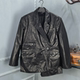 西服外套不规则宽松高级感 牛皮油蜡皮衣女中长款 2026春季 新款