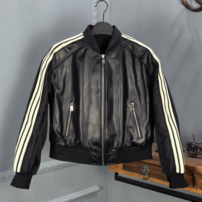 2025秋季新款爆款运动风真皮拼接绵羊皮皮衣女休闲宽松外套