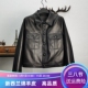 欧洲站2026秋新款 方领休闲皮夹克单排扣外套 真皮皮衣女绵羊皮短款