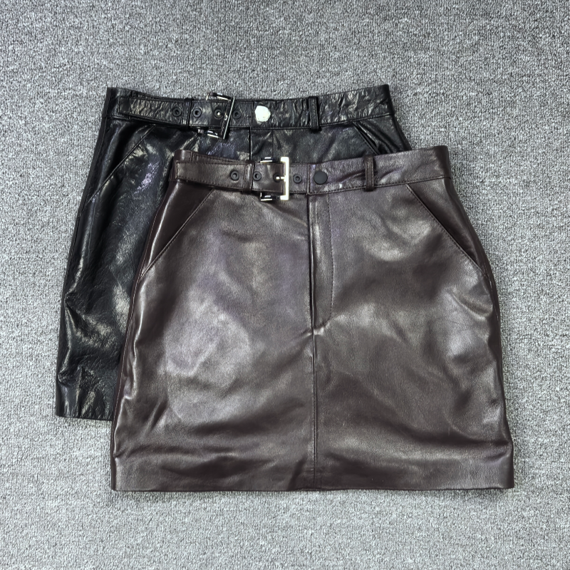 欧货2025秋冬新款真皮皮裙女高腰半身裙A字裙显瘦绵羊皮短裙,女装/女士精品,半身裙,淘宝优惠券,粉丝福利购,淘宝优惠卷