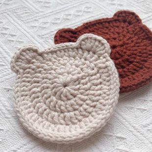 卡通小熊毛线杯垫diy编织钩织材料包手工成品隔热垫 可爱自制礼物