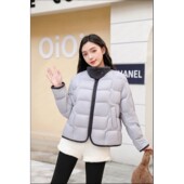 甜甜圈虹虹Tia 时尚 短款 欧若风简约宽松翻领轻薄鹅绒服 83015