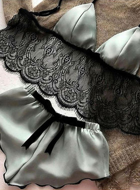 Lingerie sexy pyjama sans manches col en V pour   性感睡衣