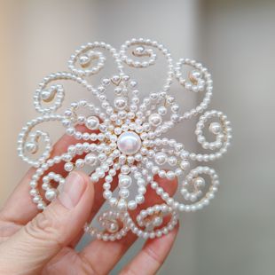 复古民国风发饰旗袍双月髻串珠珍珠发罩珠花发卡汉服宫廷优雅头饰