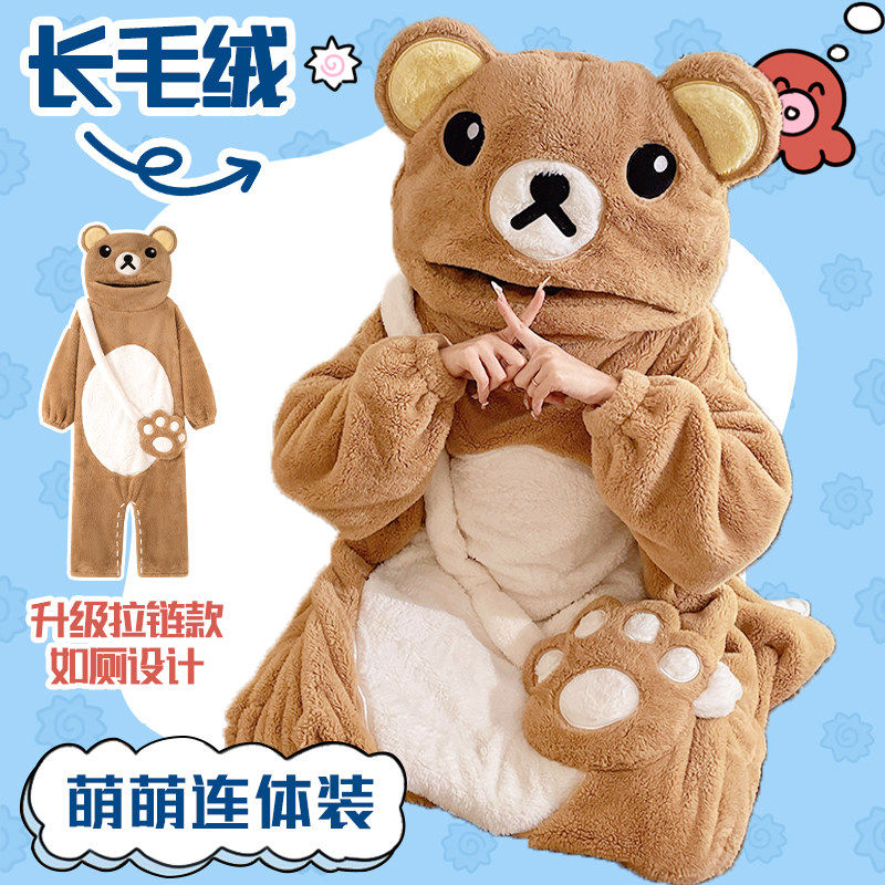 搞怪男女款情侣装加绒加厚反差萌连体家居服派对秋冬季睡衣珊瑚绒