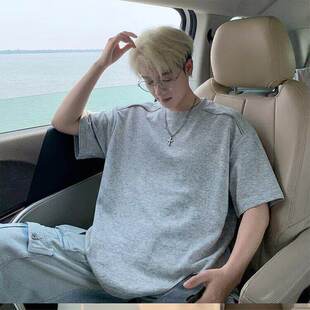 美式复古潮流高级感拉链重磅纯棉短袖T恤男夏宽松ins潮牌痞帅半袖