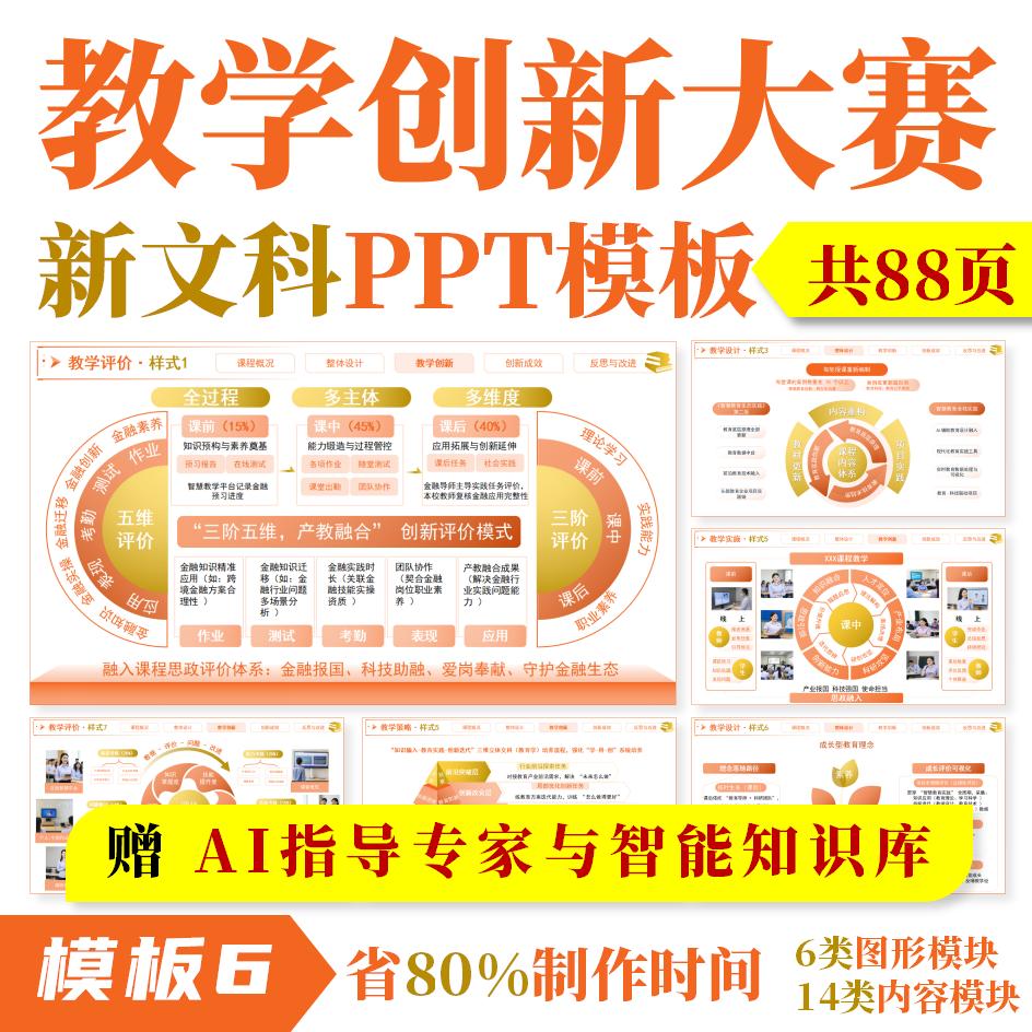 全国高校教师教学创新大赛PPT◆模板6◆教创赛实施报告成果奖图