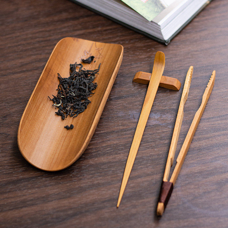 复古茶荷碳化竹制茶则茶拨茶夹茶茶道/零配