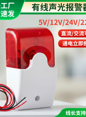 声光报警器喇叭5v12v24v220V警示闪烁灯有线高分贝103警号指示灯