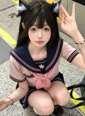 【粉黛】原创jk制服水手服正品日系学院风秋冬基础款中间服女套装