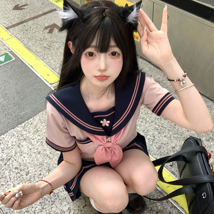 【粉黛】原创jk制服水手服日系学院风秋冬基础款中间服女套装
