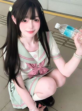 【小青芒】原创jk制服水手服正版日系学院风女学生收腰中间服套装