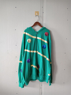 男女外套 外贸新品 欧美拉绒圣诞节连帽拉链宽松长袖 女装 秋季